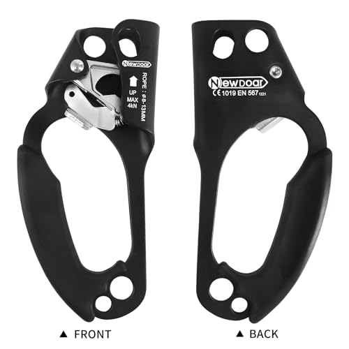 NewDoar UIAA & CE Certified Hand Ascender Rock Climbing Tree Arborist Rappelling Gear Equipment Rope Clamp for 8~13MM Rope - color: Left Hand Black