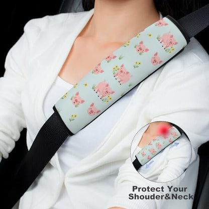 2 Pack Cute Pink Pigs Car Seat Belt Pad Universal Soft and Comfortable Harness Pads Strap for Adult Use, Most Cars, Easy Install (No Tool) - color: Pattern 1165