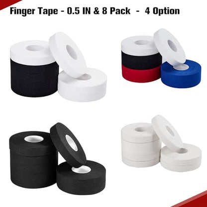 8 Pack Pro Finger Sports Tape, 0.5 in x 45 Ft Finger Tape for BJJ | Athletic Tape for Judo, Jiu-Jitsu, Wrestling, Rock Climbing, Weightlifting, White
