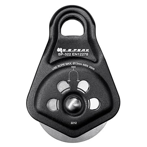 30kN Upgraded Rescue Single Pulley Sheave with Swing Plate,CE High Strength Pulley for Backyard Zipline, Climbing, Rock Rescue Lifting, Hauling, Fit Rope up to 13 mm/Holds Up to 6750lbs,Black - color: Black
