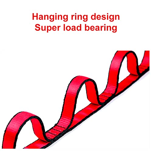 2Pcs 22KN Strong Climbing Strap Daisy Chain Nylon Daisy Chain Adjustable Strap Rope ，Length 110/150/180cmYoga Extend Belt - color: Red, size: 1.1m