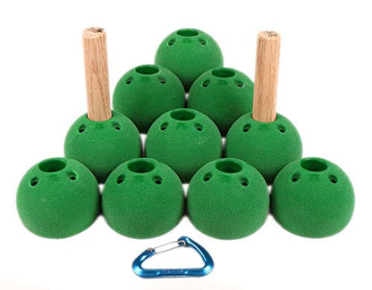 Atomik Rock Climbing Holds Set of 10 Screw-On Pegboard Receivers in Green for 15 Degree Wall