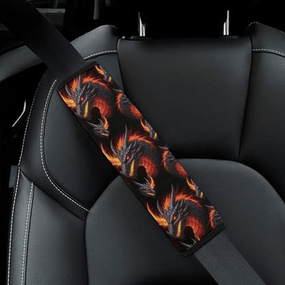 2 Pack Horror Fire Dragon Car Seat Straps Shoulder Pads Soft Padded Shoulder Harness Cover for Adult Use, Stroller Pushchair High Chair, Pressure Relief - color: Pattern 811