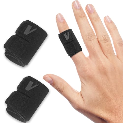 Finger Splints, 2 Pack Finger Buddy Straps, Soft Fabric Compression Finger Wraps for Basketball, Tennis, Volleyball and Badminton, Single Finger - Medium - size: Medium