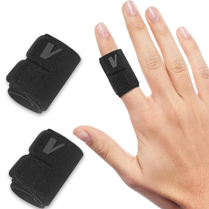 Finger Splints, 2 Pack Finger Buddy Straps, Soft Fabric Compression Finger Wraps for Basketball, Tennis, Volleyball and Badminton, Single Finger - Large - size: Large