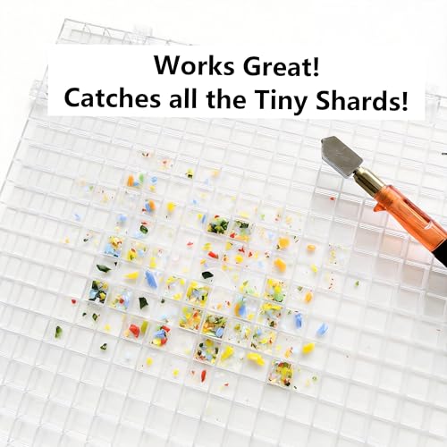 Stained Glass Cutting Mat, Solid Bottom Plastic Grid, 12"x12", Includes Rubber Pads, Breaker Ball, Non-Slip Grip Rings, Ideal for Stained Glass Artists, Hobbyists (Clear-2 Pack) - color: Clear-2 Pack