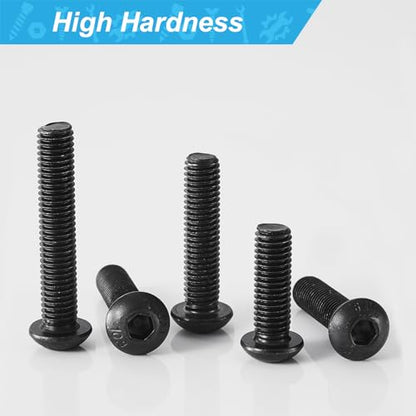 M8 x 20mm 25mm 30mm 35mm 40mm Button Head Socket Cap Screws Bolts, 10.9 Grade Alloy Steel, Black Oxide Finish, Metric Allen Hex Drive, Fully Threaded, Assortment Kit 30Pcs - size: Button M8x20-40 mm