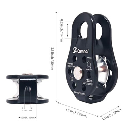 Fixed Plate 26KN Small Climbing Pulley, General Purpose Small Single Sheave Hauling Pulley for Rock Climbing, Rappelling, Zipline Sports Etc (Black, Pack of 1) - color: Black(Pack of 1)