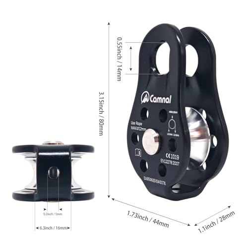 2pcs Fixed Plate 26KN Micro Climbing Pulley, General Purpose Small Single Sheave Hauling Pulley for Rock Climbing, Rappelling, Zipline Sports Etc (Black, Pack of 2) - color: Black(Pack of 2)