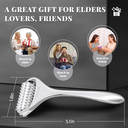 Acupuncture Massage Roller with Acupressure Spikes Roller Massager | Stainless Steel Massage Tool Face Roller, Back & Leg, Finger & Foot Roller, Spiky Massage Roller for Muscle Rolling Massage