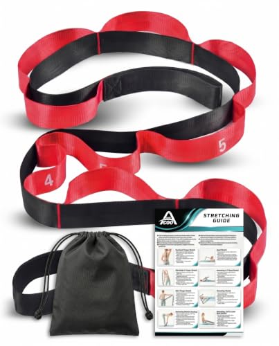 Acozycoo Stretching Strap with Loops for Physical Therapy,Knee,Calf,Back | Yoga Strap for Stretching,Non-Elastic Stretch Band,Rehab,Pilates,Flexibility Training,Hamstring,Leg Lifter,Fascia,Leg,Hip - color: Red, size: Length: 86 inches, Width: 1.5 inches
