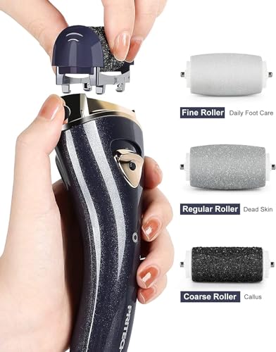 Electric Feet Callus Removers Rechargeable, Portable Electronic Foot File Pedicure Tools, Electric Callus Remover Kit, Professional Pedi Feet Care for Dead, Hard Cracked Dry Skin Ideal Gift (Black) - color: 003-black