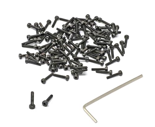 iexcell 100 Pcs M2 x 10mm Thread Pitch 0.4 mm Alloy Steel 12.9 Grade Hex Socket Head Cap Screws Bolts Kit, Black Oxide Finish - size: M2 x 10mm