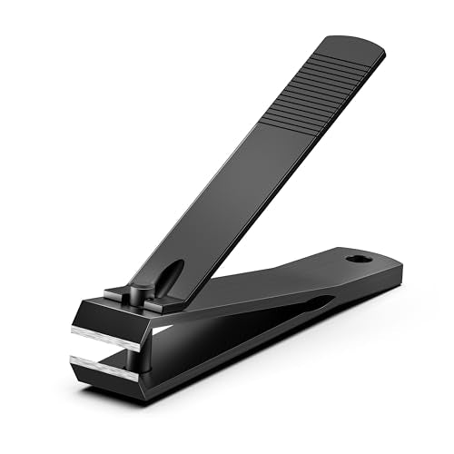 Heavy Duty Straight Blade Nail Clippers for Thick Toenails, Professional Stainless Steel Fingernail Toenail Clippers Trimmers - Thick Wide Jaw Toe Nail Clippings for Seniors, Men & Women (Black) - color: Black