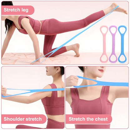 3pcs Figure 8 Resistance Band with Handles,Elastic Bands for Working Out,Arm,Back,Shoulder Training Elastic Ropes with 2pcs Rsistance Bands