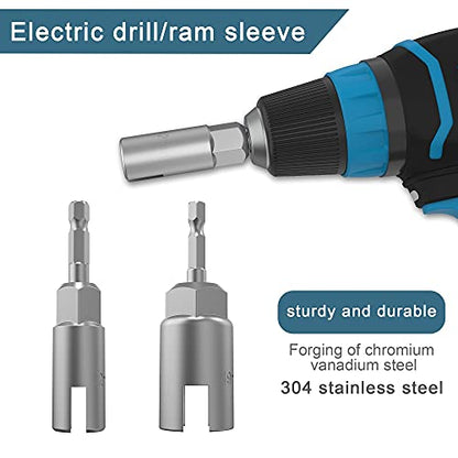 (2 Pack 2 Size 12mm,19mm) 1/4"hex shank nut driver power wing nut drill bit socket tool drive kit, slotted wing nut drill sleeve wrench wrench kit, panel nut screw eye C-shaped hook bolt - size: 2 Pack 2 Size 12mm,19mm