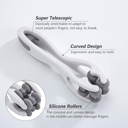 Finger Massage Tools for Finger Hand Massage, Hand Massager for Arthritis and Carpal Tunnel, Silicone Massage Roller for Hands, Palm & Wrist Grey - size: white