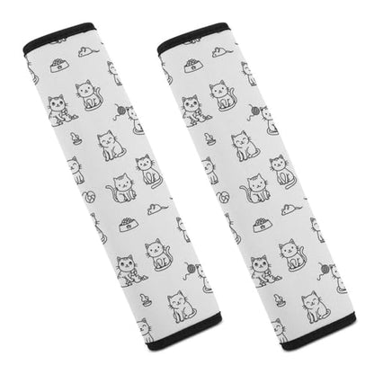 Universal Fit White Lovely Kitten Cat Seat Belt Shoulder Pad for Adult Use, Most Cars, 1 Pair Harness Pads Strap Anti-Slip Pad - color: Pattern 296