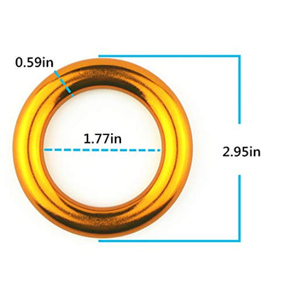 PROND Aluminum Rappel Ring, Climb Perfect Tension Aluminum Alloy O-Ring, 23KN Rappel Rings for Rock Climbing Arborist and Hammock - color: Gold - 5 Pcs/Pack