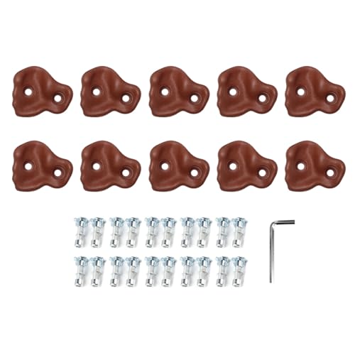 Pilipane Rock Climbing Holds PE Ergonomic Comfortable Hand Feeling Climbing Wall Grips for Indoor Outdoor Kids Adults 10PCS (Brown) - color: Brown
