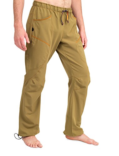 Rock Climbing Pants for Men & Women, Lightweight Stretch, Durable & Breathable, Precision Fit for Climbing, Hiking, Training - color: Mustard, size: X-Small Long