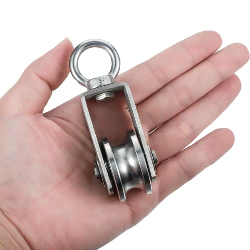 Cable Pulley Wheel for Rope with Ball Bearing, Smooth No Noise, 360° Swivel Small Wire Pulley for Pulley System Lifting, DIY Home Gym, Winch, 2 Pack