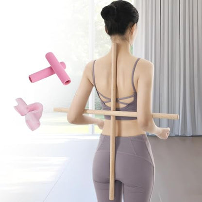 Menolana 2Pcs Yoga Rod Back Stretcher Open Shoulder Added Mobility Wooden Exercise Rod Stretching Rod for Balance Dance Gymnasts