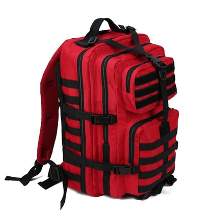 REEBOW GEAR Military Tactical Backpack for Men Large Army 3 Day Assault Pack Molle Hiking Daypack Bag (Red-black) - color: Red-black