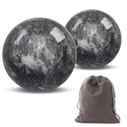 Traditional Chinese Baoding Balls, Marble Health Exercise Stress Relief Balls, Dark Grey, 2-Piece Set (Dark Grey, Medium-1.57") - color: Dark Grey, size: Medium-1.57"