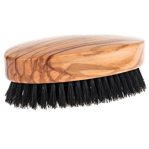Fendrihan Genuine Boar Bristle and Olivewood Military Hair Brush, MEDIUM STIFF Bristle, Made in Germany - color: Olivewood