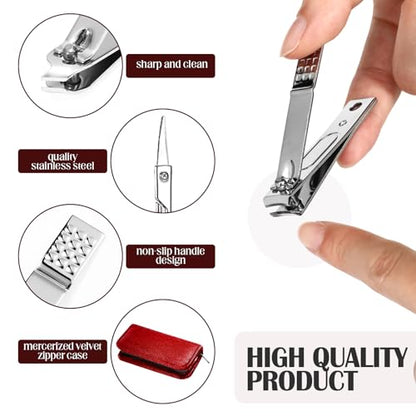 Coume 24 Sets Mini Manicure Set Bulk for Women Men Gifts for Coworkers Nail Grooming Kit 8 in 1 Nail Clippers Kit Luxurious Travel Case Stainless Steel Nails Clipper Set(Red Series) - color: Red Series