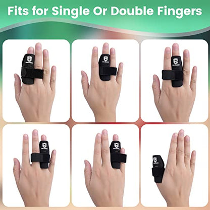 Finger Splint, 2 Pack Finger Buddy Bands | Adjustable Trigger Finger Brace, Sport Support, Basketball Volleyball Tennis Baseball