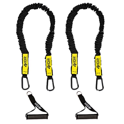 Resistance Cords - Shoulder and Core Resistance Bands - Perfect for Dynamic Warmups and Rehab - Deluxe Pair of 2 Black Cords and 2 Universal Handles - 4KOR Fitness - color: 07 lbs