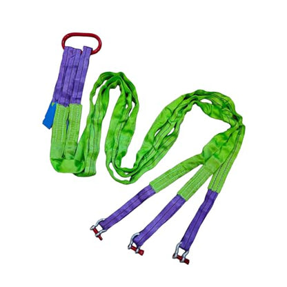 Lifting Slings Straps with Shackles - 10 FT, 6600LB Capacity Polyester Bridle Sling, Heavy Duty Three Leg Rigging Strap for Cranes, Hoists, Trucks, Heavy Equipment Moving (SJ-3Leg-3T)