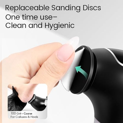 L'UGX 60PCS 100 Grit Sanding Discs for Electric Foot Callus Remover – Replacement Sandpaper Pads for Pedicure Tools, Professional Foot Care Accessories - color: Black - 100 Grit
