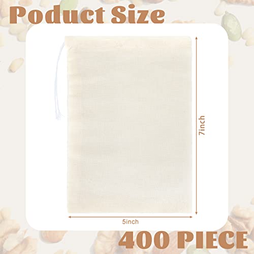 Tatuo 400 Pcs Cotton Muslin Bags with Drawstring Reusable Cloth Sachet Pouch Empty Gift Canvas Bags Bulk for Jewelry Home Party Favors (5 x 7 Inch) - size: 5 x 7 Inch