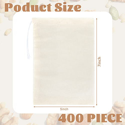Tatuo 400 Pcs Cotton Muslin Bags with Drawstring Reusable Cloth Sachet Pouch Empty Gift Canvas Bags Bulk for Jewelry Home Party Favors (5 x 7 Inch) - size: 5 x 7 Inch