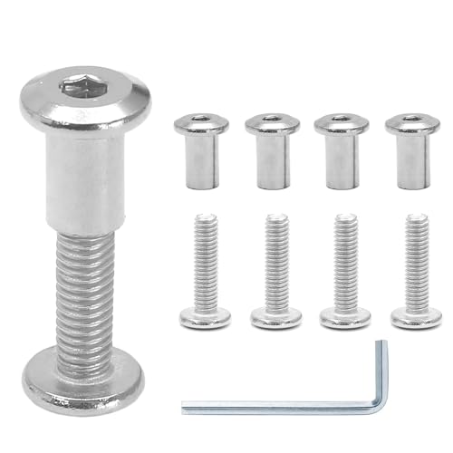M6x30mm Hex Drive Socket Cap Bolt, Silver, 20 Pair (40 Piece) | Included Allen Wrench, Furniture Connector Bolts, Countersunk Screw Barrel Nuts, for Crib Replacement Belt Cabinet - color: Silver, size: M6x30mm (20 Pair)