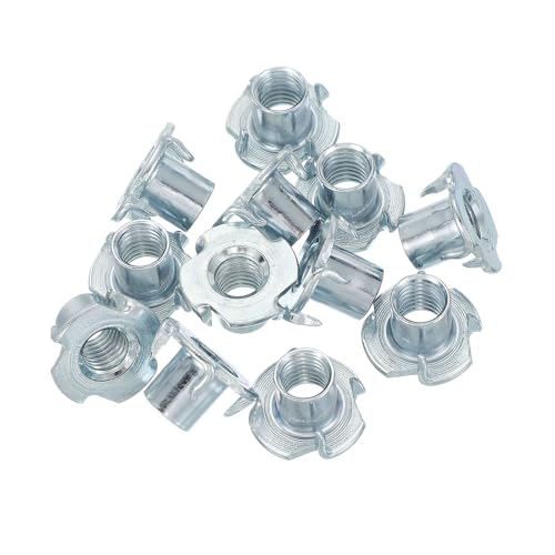 Generic M12 T-Nuts, 12 Pcs Zinc Plated Steel 4-Pronged Tee Blind Nut 17 mm Length Four-jaw t Nuts Threaded Inserts Hardware for Wood Furniture Cabinetry Rock Climbing Holds