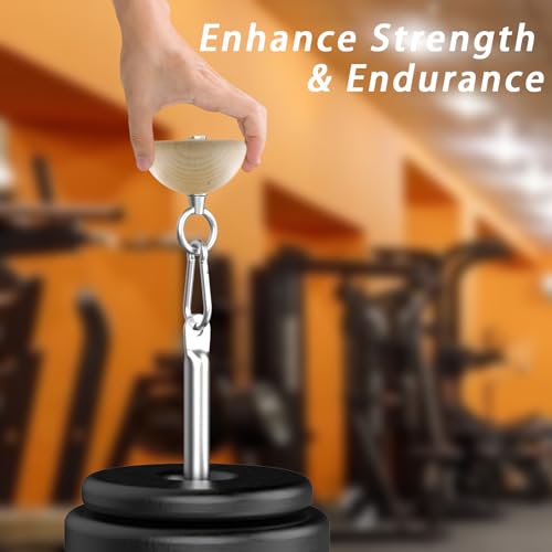Wooden Grip Balls for Pull-Ups – 2-in-1 Flat Top & Half-Sphere Design – Beech Wood Forearm Strength Trainer with Straps & Metal Clips – for Climbers & Athletes