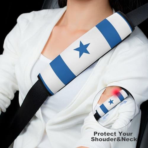 2 Pack Honduras Flag Seat Belt Shoulder Pad Breathable Shoulder Harness Cover for Child, All Vehicles, Neck and Shoulder Support - color: Pattern 14