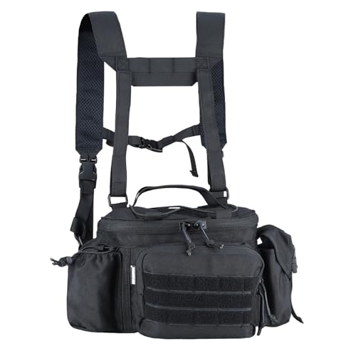 MGFLASHFORCE Tactical Fanny Pack for Men EDC Molle Waist Bag Hip Belt Pouches for Hiking Fishing Climbing Running Cycling Outdoor Sports - color: Black