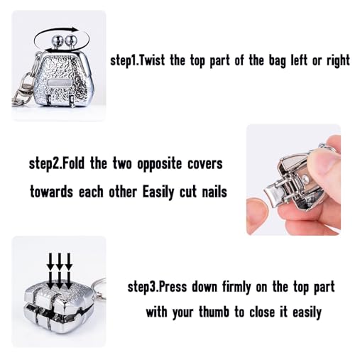 Mini Nail Clippers with Keyring, Portable Bag-Shaped Folding Fingernail Clipper Keychain, Foldable Compact Pocket Nail Cutter for Home Travel Daily Use (Gold) - color: Gold