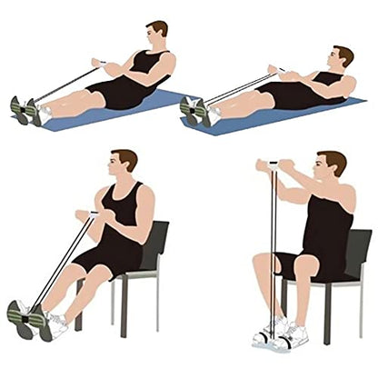 KEVENZ Pedal Resistance Band, 4-Tube Natural Latex Yoga Pedal Puller Resistance Band Comes with Elastic Pull Rope, Fitness Equipment for Abdomen, Waist, Arm, Yoga Stretching Slimming Training