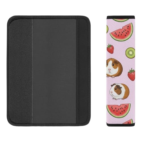 2PCS Fruit Cute Cartoon Animal Watermelon Kiwi Strawberry Guinea Pig Seat Belt Shoulder Pad Soft Padded Harness Pads Strap for Adults and Children, All Vehicles, Anti-Slip Pad - color: Pattern 1153