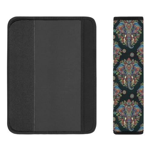 2 Pack Mandala Elephant Car Seat Belt Pad Soft Padded Automotive Seat Belt Protector for Child, Stroller Pushchair High Chair, Shock Absorption - color: Pattern 16