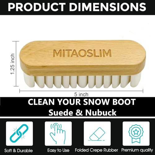 Crepe Suede Rubber Brush for Cleaning Snow Boots – 2025 Upgrade No Water Needed, Wood Handle for Dry Cleaning & Maintaining Suede & Nubuck Leather – Gentle & Effective for Boots, Shoes, Sneakers