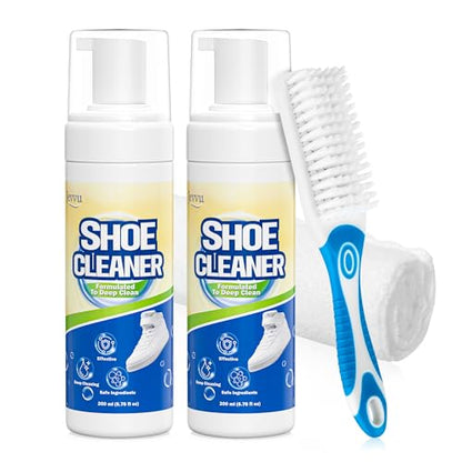 Jevvu Shoe Cleaner, Sneaker Cleaner Kit with Brush and Towel, Deep Clean Shoe Cleaning Kit for White Shoes - size: 6.76 fl oz