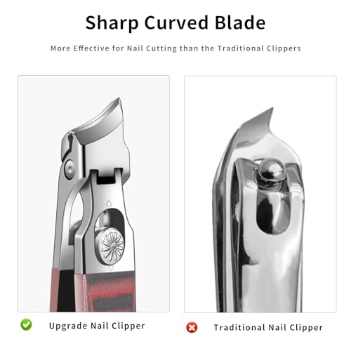 Slant Head Stainless Steel Nail Clipper for Ingrown Nail Care with G10 Handle, Edgy Toenail Clipper for Podiatrist and Elder Users, Angled Nail Trimmer with Safe Lock(Straight Red B) - color: Straight Red B