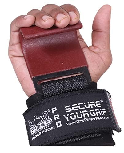 Weight Lifting Rod Hooks Heavy Duty Wrist Wraps Power Weight Lifting Training Gym Grips Straps Set of 2 - color: Brown, size: MEN-Wrist Size Large